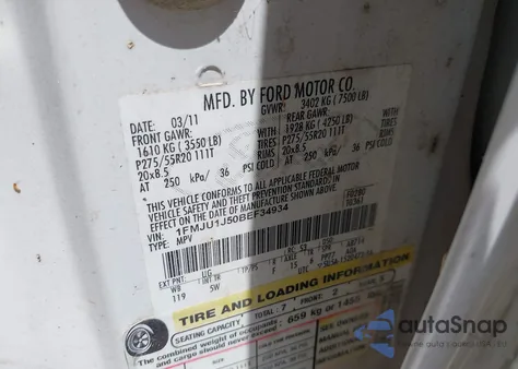 2011 Ford Expedition King Ranch from USA, damaged, VIN 1FMJU1J50BEF34934